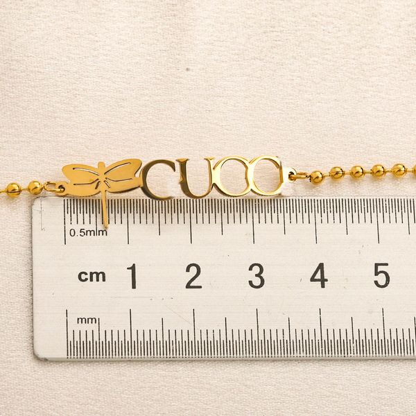 

brand desigenr letter printed letters bracelets brands chain fashion womens 100% stainless steel crystal bracelet bangle link simple wristba, Black