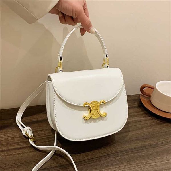 

23 year new triumphal arch saddle bag handbag women's advanced sense lock button tofu bag small square bag one shoulder crossbody bag i