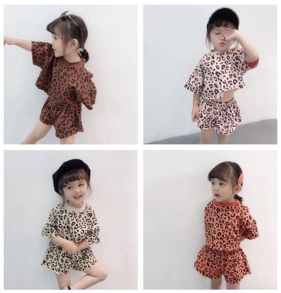 

2019 leopard print korean shorts 2 piece set for girls children039s clothing sets toddler baby girl summer clothes kids su9210408, White