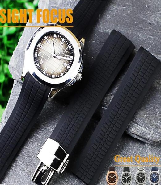 

21mm curved end rubber watch band strap for pat aquanaut 5167a 5617r 5681g pp watchband 5968g 5968a belt6794611, Black;brown