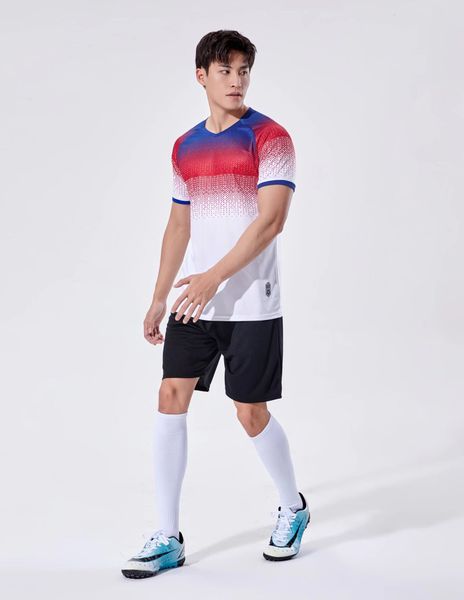 

breathable quick-drying new products in stock soccer suit set and children short sleeve competition training clothes jersey diy, Black;white