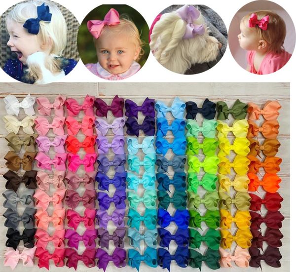 

3quot35inch inch small hair bow hair clips barrettes boutique grosgrain ribbon pinwheel bows for babies toddlers teens gifts h5443311, Slivery;white
