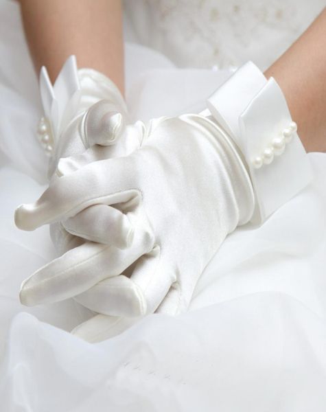 

selling wedding etiquette gloves wedding dress accessories bride wedding satin short party banquet glove4235048, White