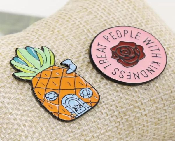 

pineapple combination home rose personality creative brooch cartoon pins special tide enamel new lapel denim badge3145159, Blue
