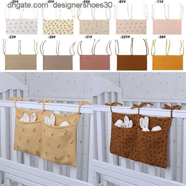 

baby bed hanging storage bags cotton born crib organizer toy diaper pocket for crib bedding set accessories nappy store bags 220816uh50