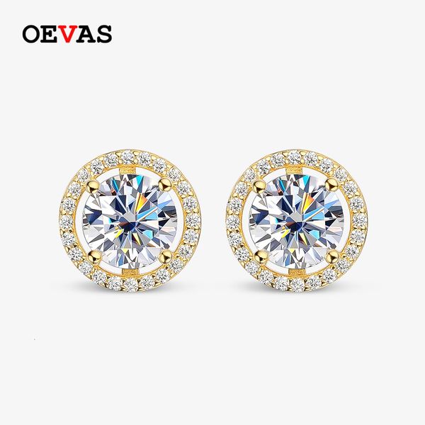 

stud oevas 100% 925 sterling silver 0.5-2 carat stud earrings for women d color diamond earring sparkling fine jewelry 230627, Golden;silver