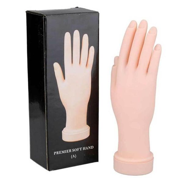 

soft rubber practice nail art trainer movable hand model acrylic gel false tip7359356