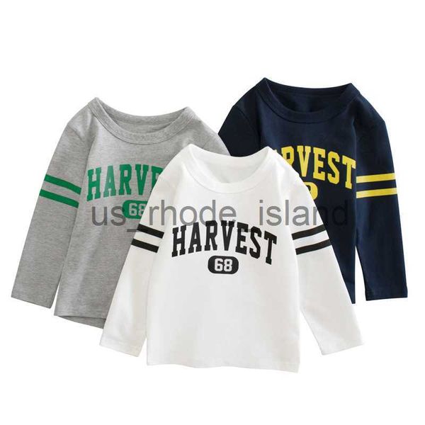 

t-shirts 27kids spring boys solid color children's t-shirts letter casual cotton crew neck for long sleeve baby pullover clothes x0628, Blue