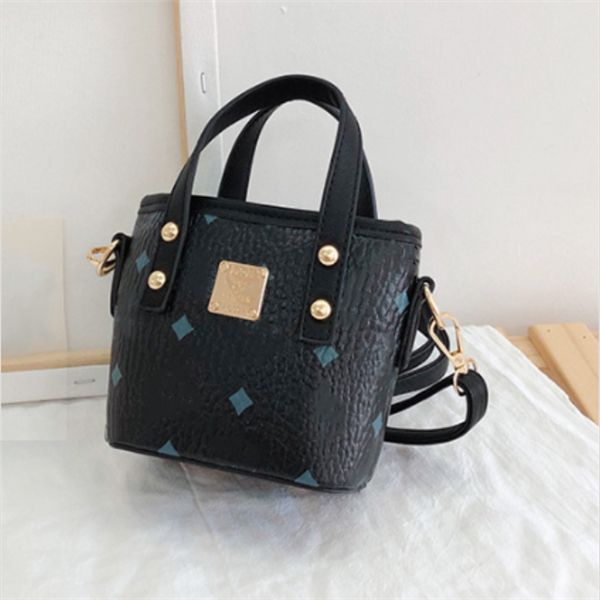 

fashion designer children's messenger bag mini girl english alphabet bucket messenger handbag, Black