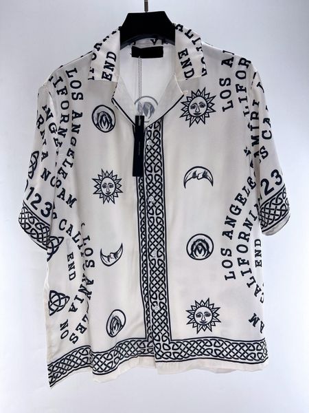

shirts designer mens short shirts beach men shirts fashion high 10 styles quality silk fancy sun and moon letter shirtshirt casual shirts me, White;black