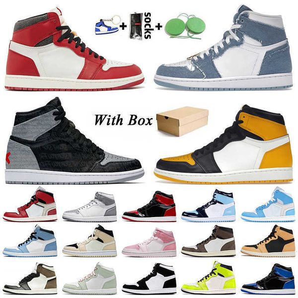 

easy refund with box jumpman jorda 1 basketball shoes women men jorden 1s denim lost found taxi patent bred trainers jorden1s rebellionaire