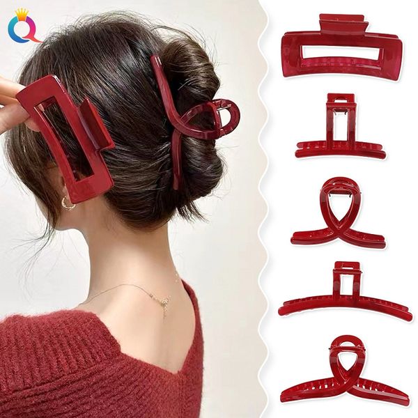 

fashion blogger designer jewelry new year's red hairpin advanced sense grip clip shark clip accessories barrettes hair wholesale zj59, Slivery;golden