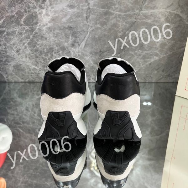 

new luxury designer calfskin casual shoes reflective sneakers vintage leather trainers fashion leisure shoe platform lace-up women mens snea, Black