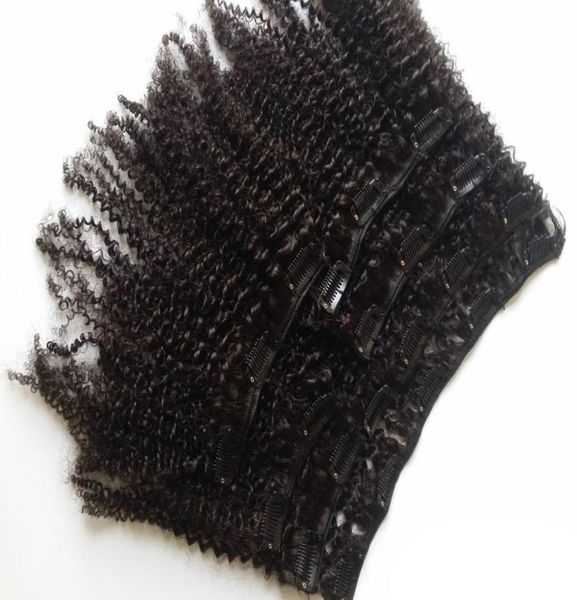 

8 piecesset clip in human hair extensions brazilian remy hair 100 gram 4b 4c afro kinky curly clip in human hair extensions7342479, Black;brown
