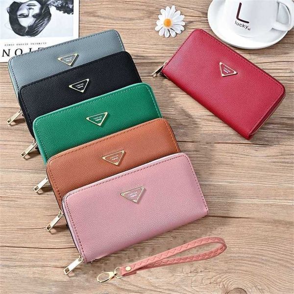 

women's wallet women's long creative new simple and single zipper large capacity handheld bag money clip mobile case 60% factory o, Red;black