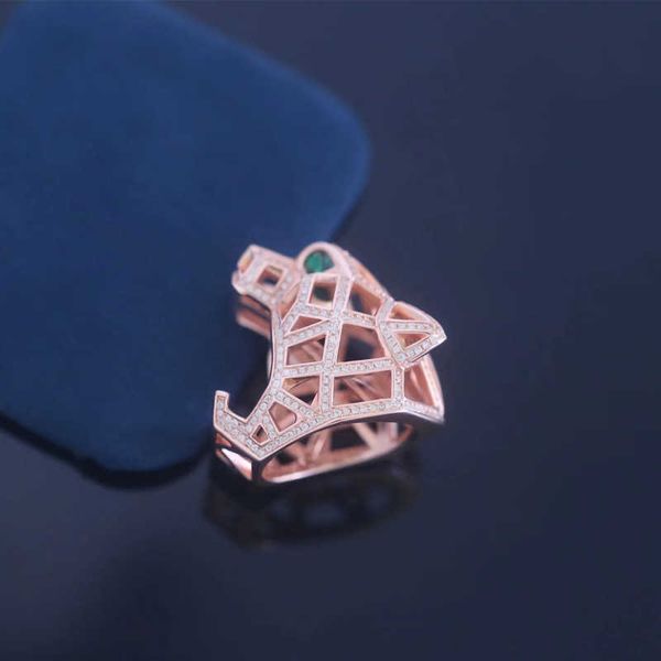 

designer jxj. s925 sterling silver carti full diamond leopard head ring for women fashion exaggerated personality 3a8o