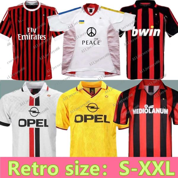 

long new new sleeve 90 91 ac retro shirts home 95 96 97 gullit soccer jersey 01 02 03 maldini van basten football kaka inzaghi 06 07 2009, Black;yellow