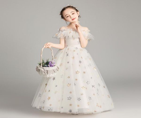 

lovely ivory star tulle straps floor flower girl dresses girls039 pageant dresses holidaypartybirthday dress custom size 2145872256, White;red