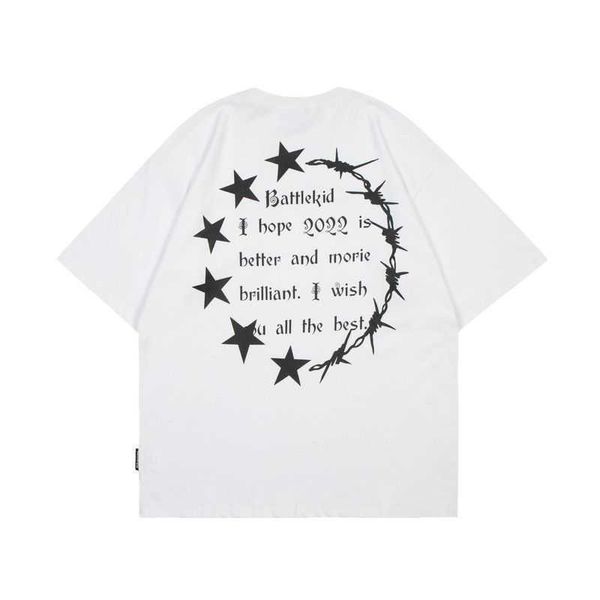

retro stussysoriginal american thorn letter printed short sleeve t-shirt for men and women summer 2022 new couple trend 2recreation club, White;black