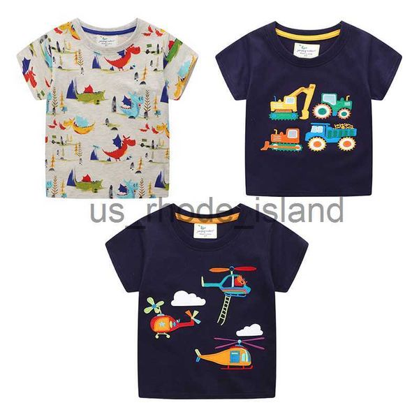 

t-shirts jumping meters new arrival boys t shirts for summer cotton cartoon aircraft embroidery toddler kids tees baby clothes x0628, Blue