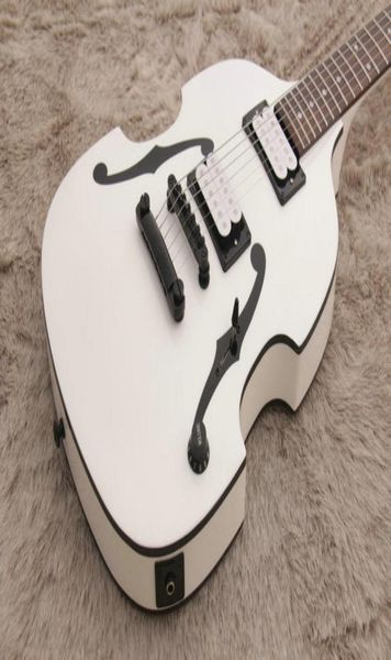 

rare pgm700 pgm 700 paul gilbert mij violin white electric guitar double f hole paint black hardware body binding dual single 7712545