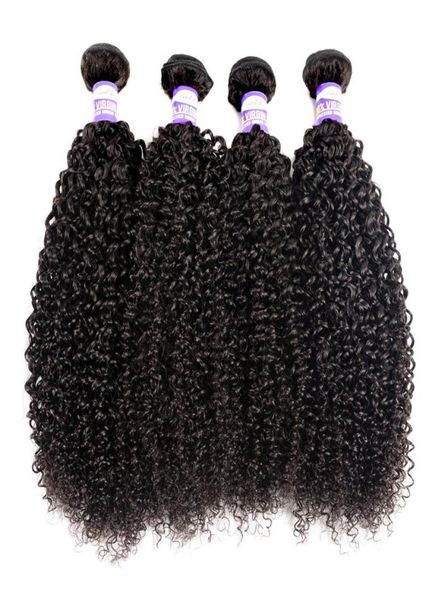 

9a brazilian human hair kinky curly virgin hair 3 4 bundles kinky curly human hair extensions9013908, Black