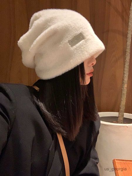 

caps plush beanies hats for women winter warm solid baggy knitted hat outdoor coldproof beanies caps female cap r230628, Blue;gray