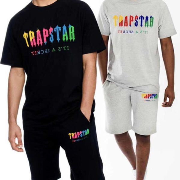 

men's t shirt cotton t-shirt trapstar trendy high street embroidery t-shirt summer short sleeve tshirt hip hop beachwear tees, Black;brown