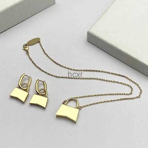 

retro gold silver color handbag charm pendant necklace chain designer letter earring for women jewelry sets party wedding lovers gift engage