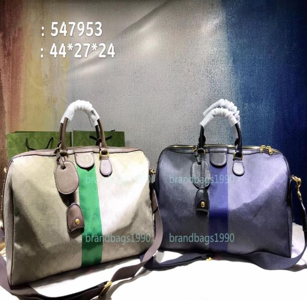 

44 cm classical women travel bag fashion men traveling genuine leather trim luggage duffel bags canvas handbag7210151