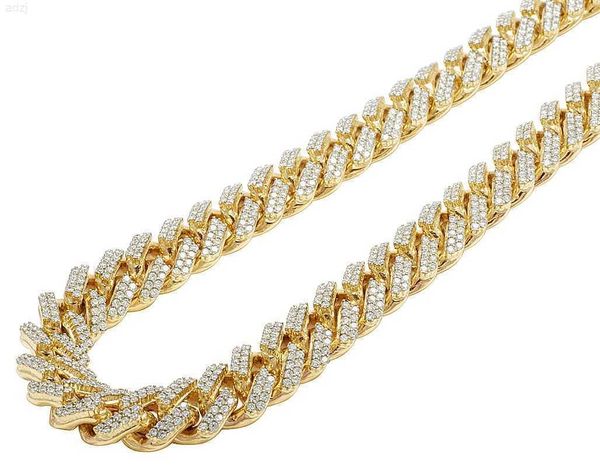 

iced out jewelry 15mm prong set layered moissanite diamond silver cuban chain
