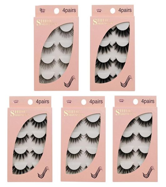 

epacket 4 pairs of new product handmade mink false eyelashes natural slender long threedimensional multilayer eyelashes7509757