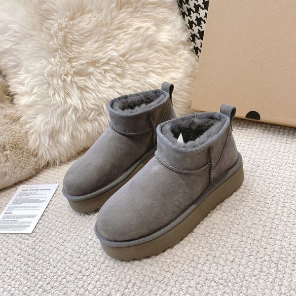 

new chestnut fur slides sheepskin shearling tazz new mules women men ultra mini platform boot slip-on shoes suede upper comfort 4cm 35-43, Black