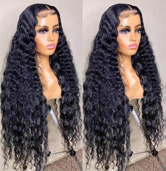 

lace wigs 30 40 inch malaysia deep water wave 13x6 frontal human hair pre plucked curly front wig for women 25078695665630140, Black;brown