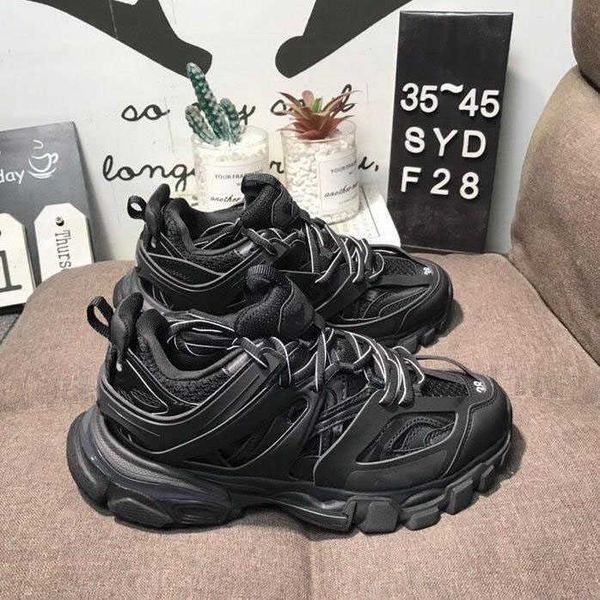 

casual shoes designer luxury tess gomma nylon printed sneakers leather casual fashion track 30 mens and womens running shoes 3s white threel, Black