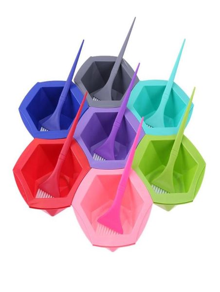

7pcsset colorful hair dying brushes plastic stirring bowl pro salon barber hairdressing set salon easycleaning dying tools3171013