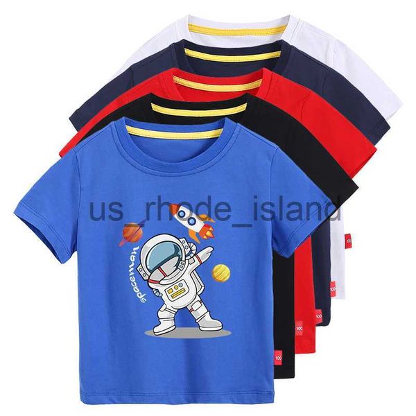 

t-shirts 2023 toddler kid baby boys girls clothes summer cotton t shirt short sleeve cartoon astronaut children infant outfit x0628, Blue