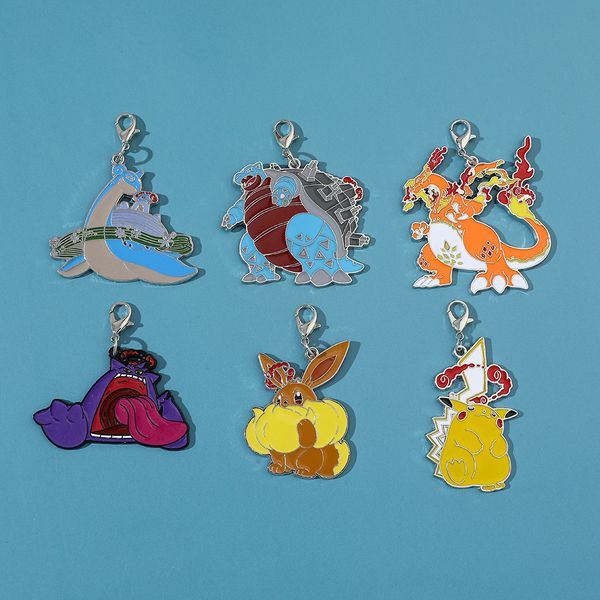 

anime yellow elf friends drip oil metal ball bell keychain key ring accesssory, Blue