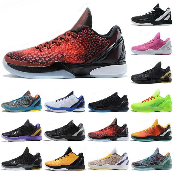 

mamba 6 protro grinch basketball shoes men blackout what if forest green big stage chaos 5 rings metallic gold mens trainers sports sneakers, Black