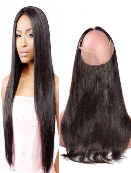 

new arrivals pre plucked 360 lace frontal closure with baby hair straight human hair hand tied natural black 1b 1 piece 822 inch4842443, Black;brown