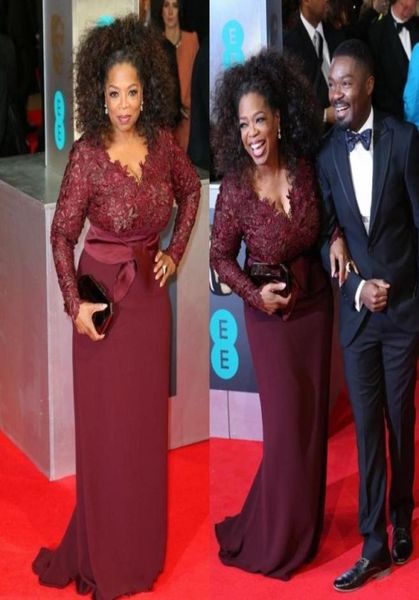 

2018 burgundy celebrity evening dresses long sleeves lace mother of the bride dresses elegant plus size red carpet gowns prom 7163499, Black