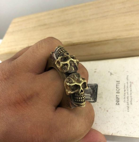 

edc brass knuckles skull style outdoor survival multi tool key chain pendant rings selfdefense broken window tools factory direct5725775