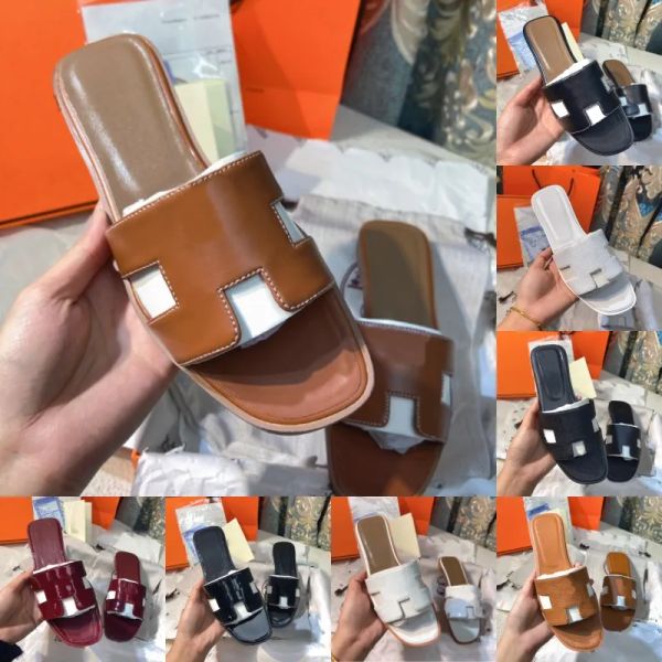 

designer slippers women brand sandals flat flip flops crocodile skin slide ladies beach sandal summer with box, Black