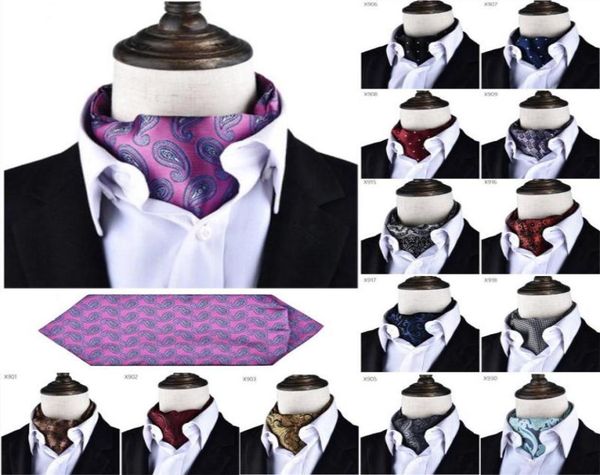 

bow ties paisley floral blue ascot tie men silk cravat cashew wedding scarf formal dressbow5541583, Black;gray