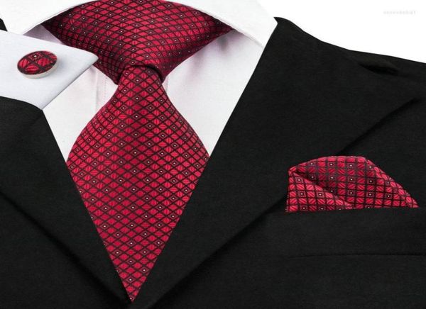 

bow ties sn704 dark red and bright plaid tie hanky cufflinks sets men039s silk for men formal wedding party groom gravata 20222661303, Black;gray
