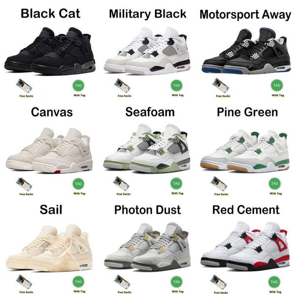 

men 4 2023 basketball jumpman shoes military black 4s black cat canvas fire red thunder white oreo hyper royal womens trainers sports sneake, White;red