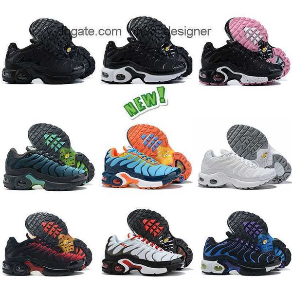

2023 tn plus kids shoes designer athletic children outdoor sneaker triple white black nikes gold red laser blue toddler girls boys kid child