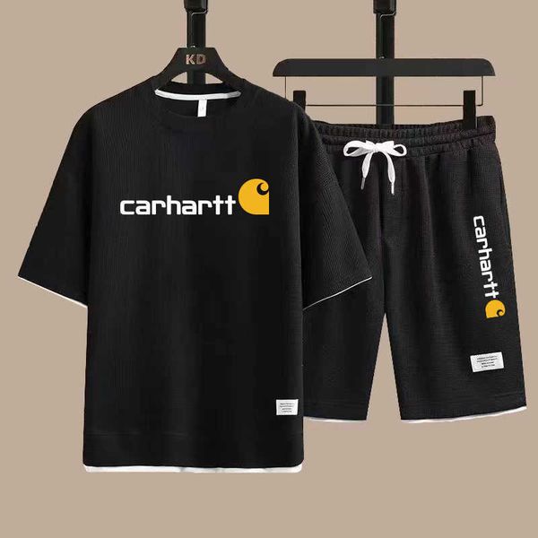 

men's tracksuits summer thin waffle men's casual sports set carhart trendy new men's set gz1p, Gray