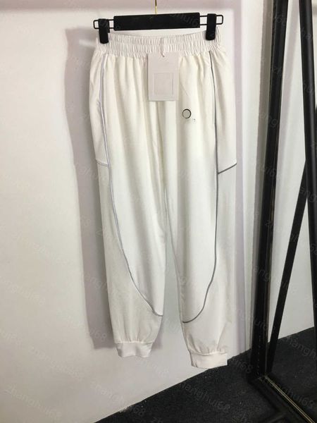 

23ss womens designer clothing womens pants offset logo letter reflective strip elastic waist strap casual pants women clothing, Black;white