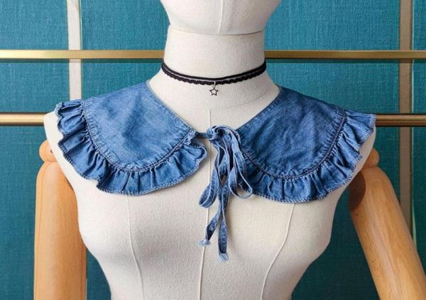 

bow ties denim lapel fake collar shawl fashion women shirt detachable false female removable half neckwear accessory8004171, Black;gray